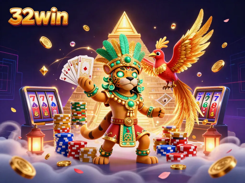 Experience the excitement at 32win with dynamic casino elements and vibrant characters in an engaging scene.