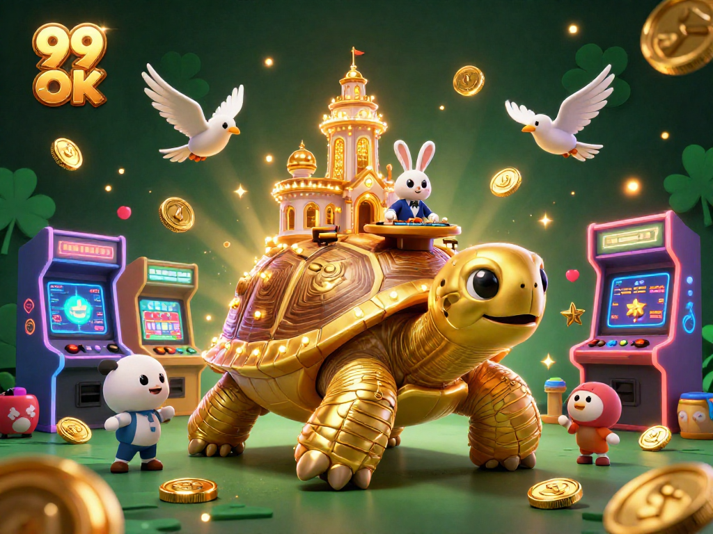 Experience the excitement of 99 OK with vibrant casino-themed digital elements filled with winning opportunities.