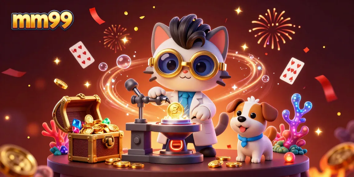 Experience jackpot thrills and excitement with mm99 in this vibrant casino-themed illustration.